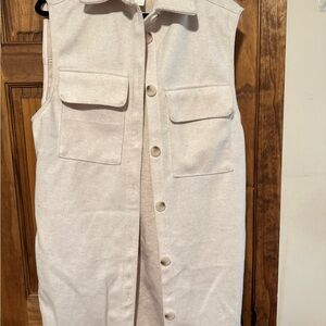 H&M Beige Sleeveless Button-Front Vest